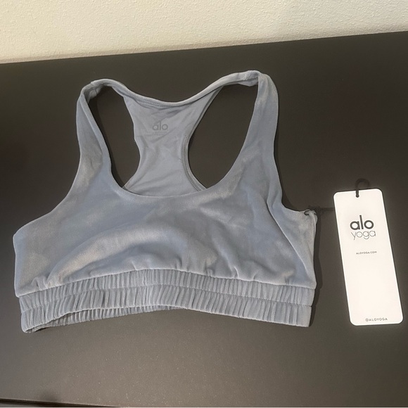 Alo Velour Glimmer Scoop Neck Bra - Picture 4 of 10